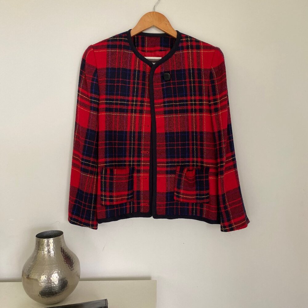 Vintage Size 10 Petite 80s Liz Claiborne Plaid Jacket  Collection